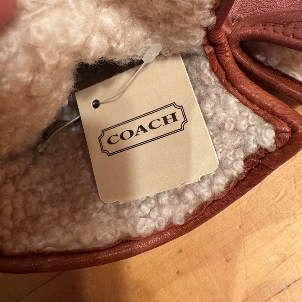 Coach Cashmere Shearling Leather Gloves, NIB, 7.5 - Picture 6 of 9